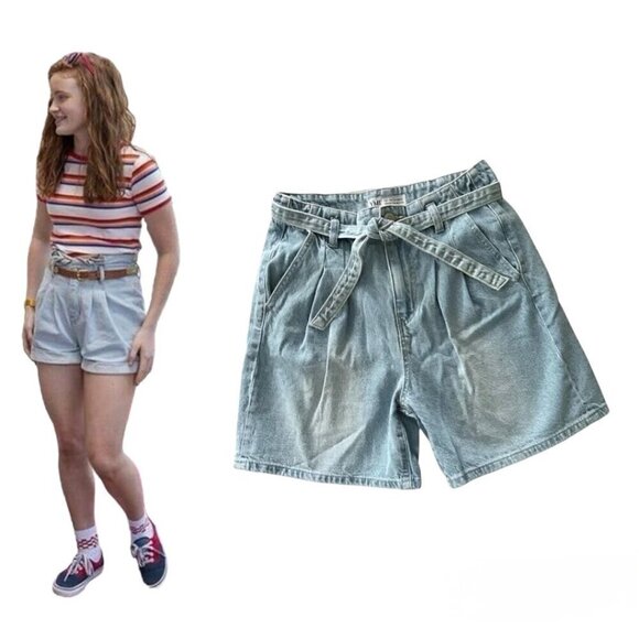 Stranger Things ASO Max Mayfield High Waisted Paper Bag Mom Jean Shorts Sz 7/28 - Picture 1 of 9